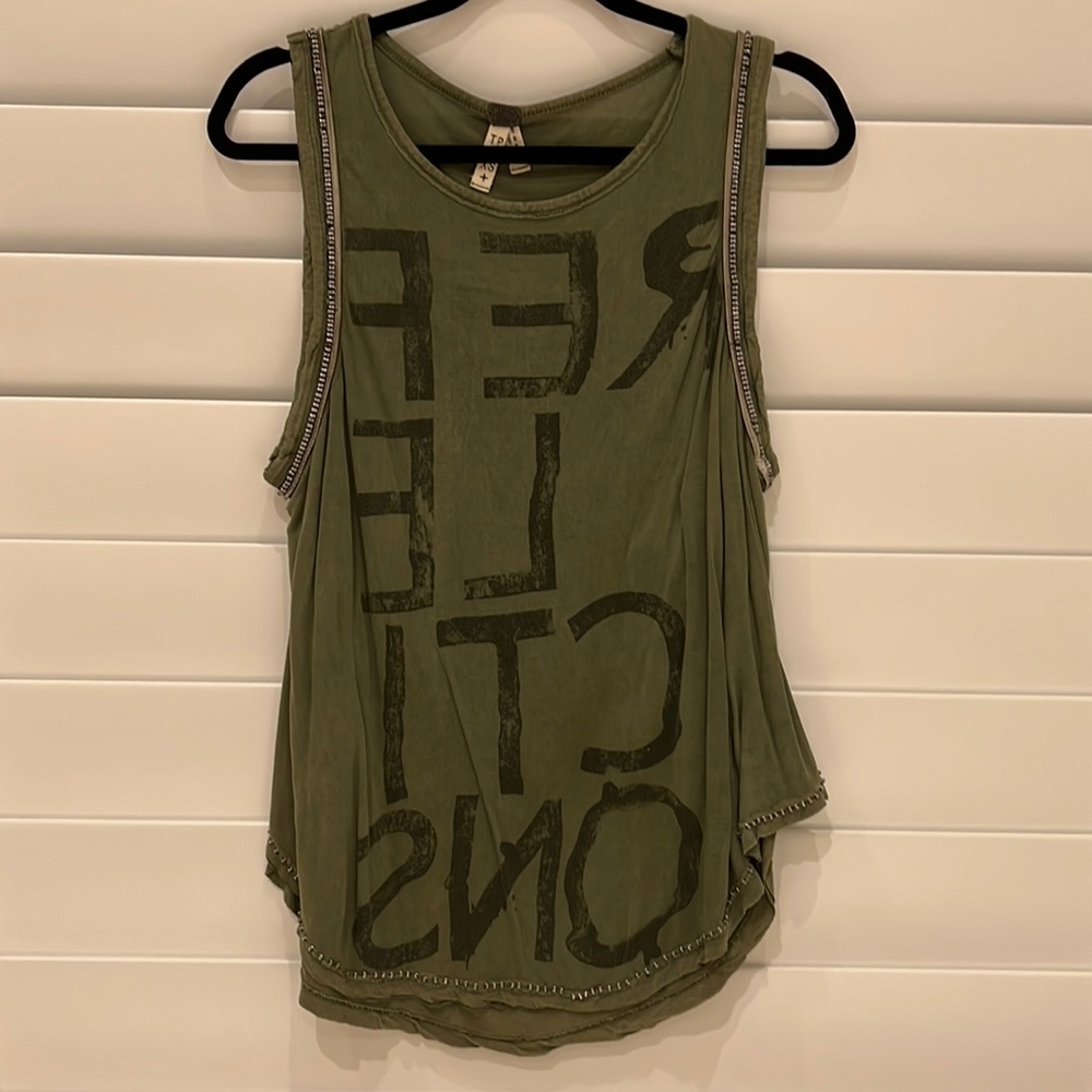 Free People green beaded tank